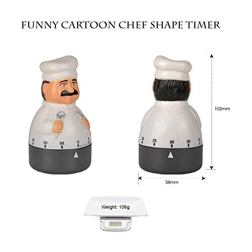 Jayron Mechanical Kitchen Timer 60 Minutes Countdown Timer Chef Shaped Alarm Clock,Suit for Children and Elderly,Used for Cooking Baking Facial Mask - Image 4