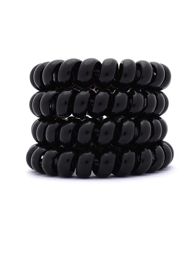 HP HIGH PROFILE Spiral Stretch Ponytail Holder Elastic Hair Tie Rubber Bands For Girls And Women Pack Of 4 (Black) - Image 2