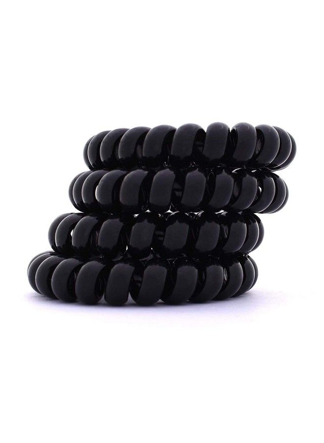 HP HIGH PROFILE Spiral Stretch Ponytail Holder Elastic Hair Tie Rubber Bands For Girls And Women Pack Of 4 (Black) - Image 3