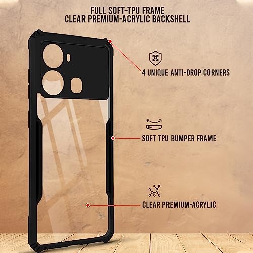 Jkobi Back Cover Case for Itel P40 (Shockproof with Polycarbonate Clear Panel | Professional Black) - Image 2