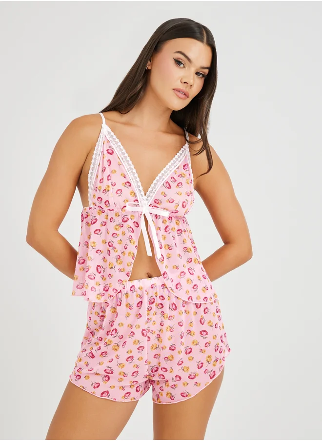 Styli Styli All-Over Floral Print Top and Shorts Set