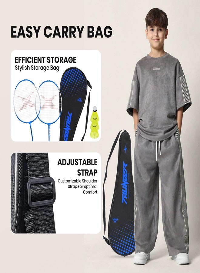 JASPO Thunder Badminton Kit,Badminton Set of Metal Alloy Rackets (Set of 2) with Full Cover Bag, 3 pcs Plastic Shuttlecocks, Ideal only for Recreational Play, Designed for Kids & Youngsters (Blue) - Image 5