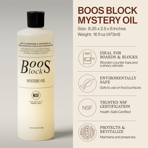 John Boos 3-Piece Care Set, 16 oz Mystery Oil, 5 oz Board Cream & Round Applicator - All-Natural Maintenance Formula for Butcher Blocks, Cutting Boards, Wooden Countertops & Wood Utensils - Image 5