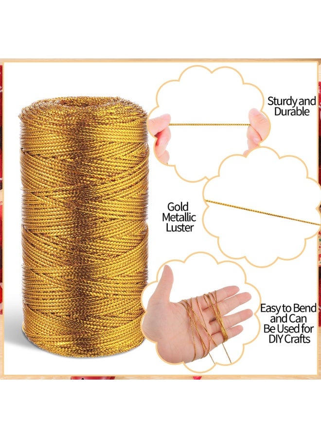 كيلا شريط معدني، لفتان من خيوط الزينة اللامعة، لتعليق الزينة، والتزيين، والحرف اليدوية، وتغليف الهدايا، وصناعة المجوهرات، وبطاقات الهدايا، وخيط منسوج يدويًا، بطول 1.5 مم، مصنوع من البوليستر (ذهبي وفضي) (مئة متر لكل لفة). - Image 2