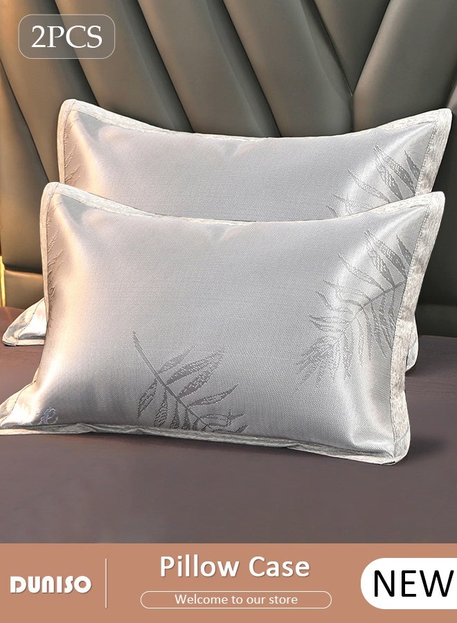 DUNISO 2PCS Cooling Pillow Cases Luxury Soft Smooth Pillow Covers for Skin and Hair Care Comfortable and Breathable Ice Silk for Hot Sleepers Hair and Skin Friendly  - Image 1