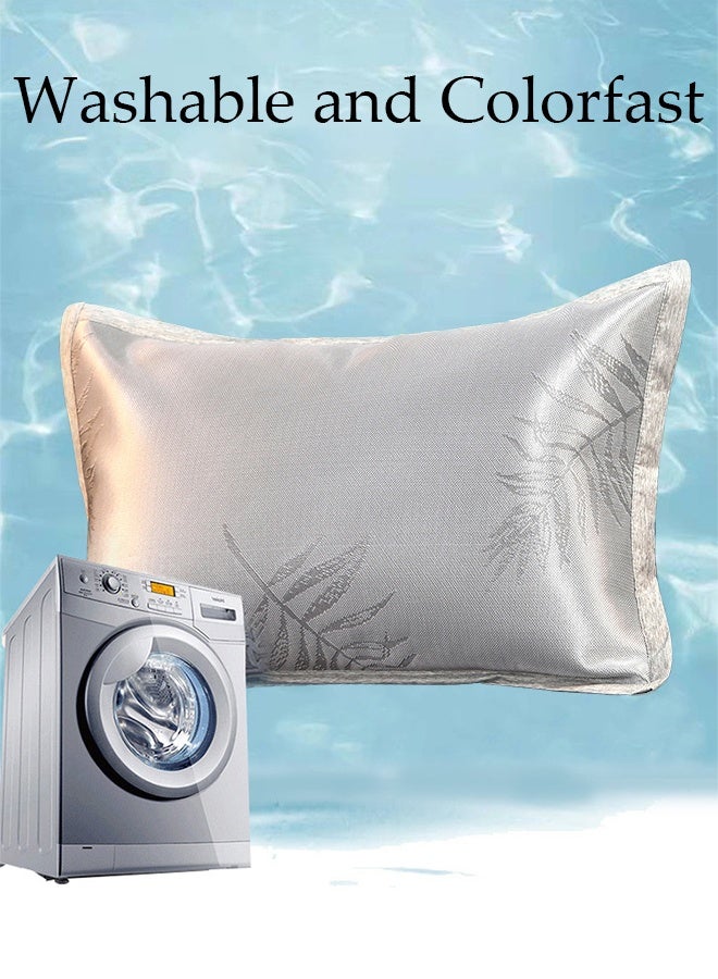 DUNISO 2PCS Cooling Pillow Cases Luxury Soft Smooth Pillow Covers for Skin and Hair Care Comfortable and Breathable Ice Silk for Hot Sleepers Hair and Skin Friendly  - Image 5