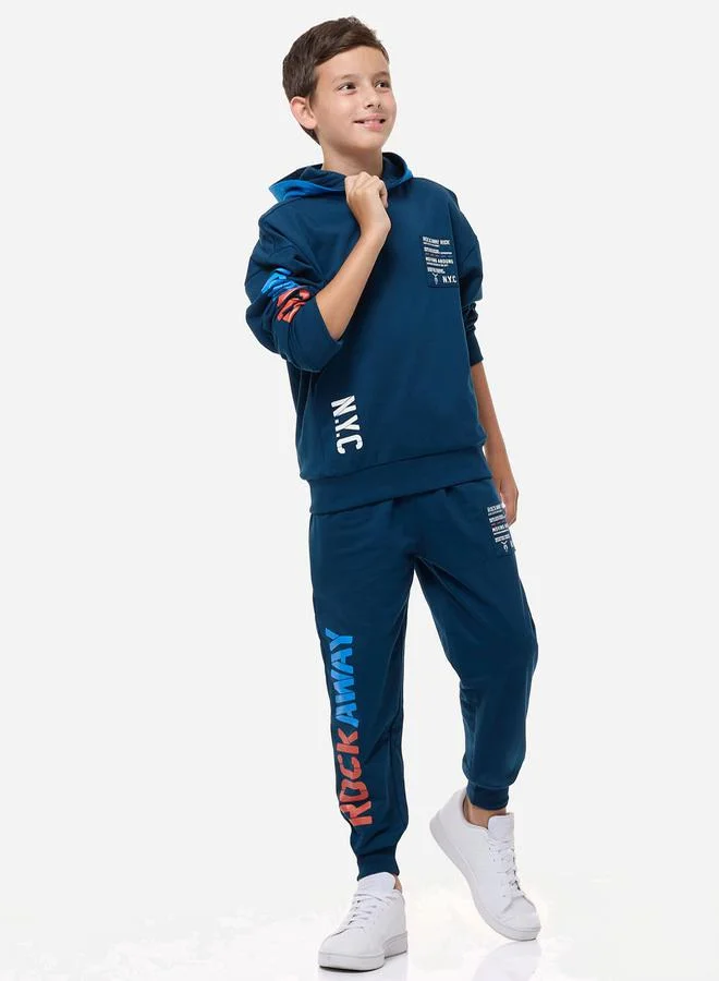 victor and jane Printed Regular Fit Hoodie & Joggers Set by Styli