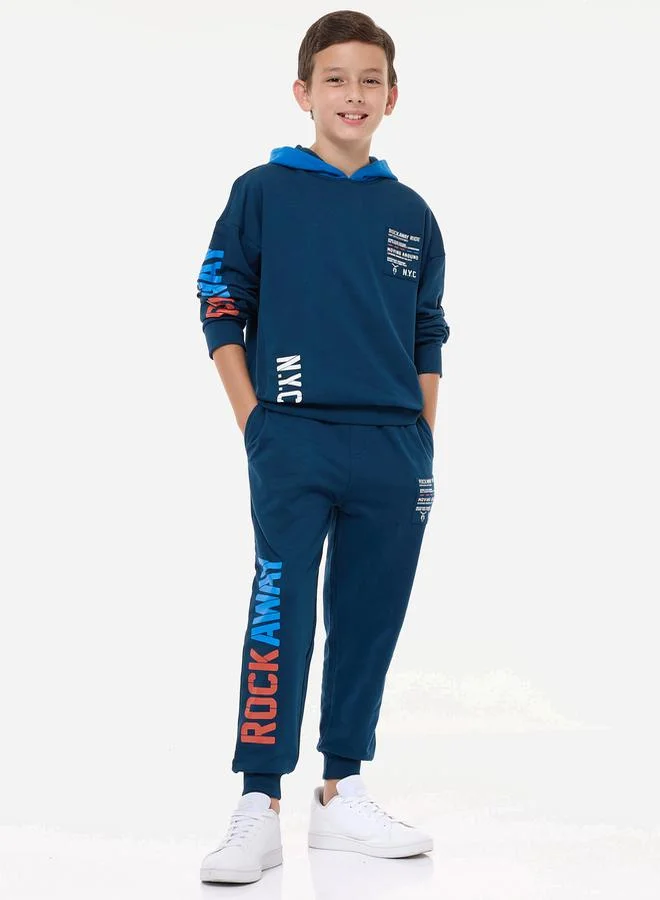 victor and jane Printed Regular Fit Hoodie & Joggers Set by Styli