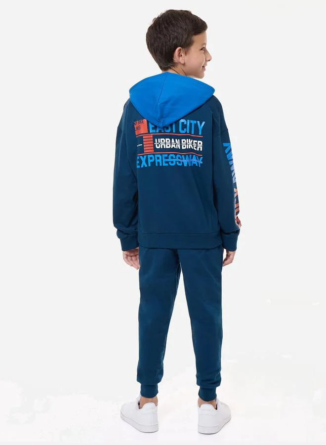 victor and jane Printed Regular Fit Hoodie & Joggers Set by Styli