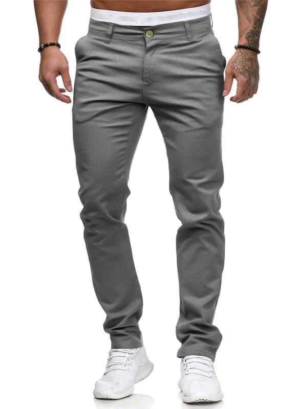 HUNGSON Men Skinny Slim Fit Casual Jeans Dyeing Stretch Straight Fashion Denim PantsDarkgray30
