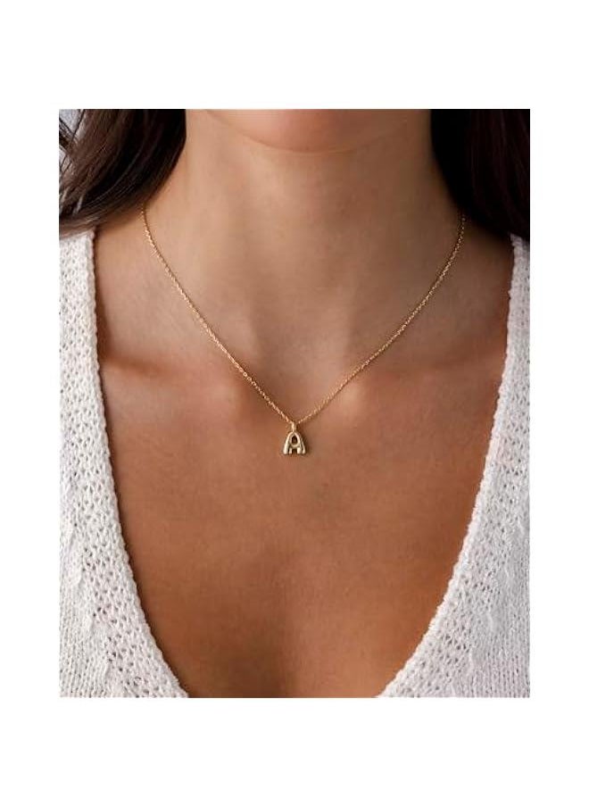 PAVOI - 14K Gold Plated Dainty Chunky Bubble Initial Letter Pendant Necklace for Women | Alphabet Letter Necklace - Image 1