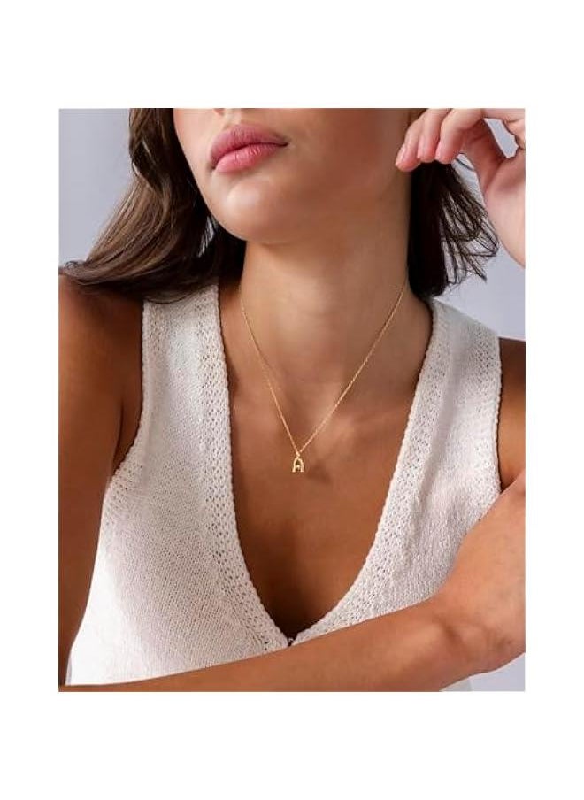 PAVOI - 14K Gold Plated Dainty Chunky Bubble Initial Letter Pendant Necklace for Women | Alphabet Letter Necklace - Image 1