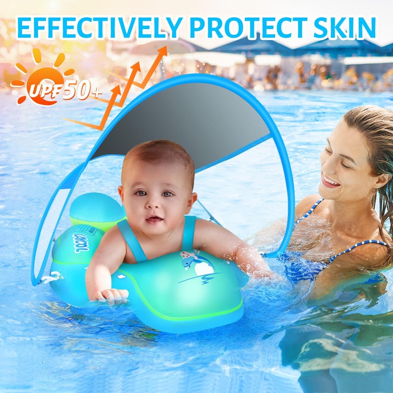 LAYCOL Baby Swimming Pool Float with Removable UPF 50+ UV Sun Protection Canopy,Toddler Inflatable Pool Float for Age of 3-36 Months,Swimming Trainer (Blue, L) - Image 4