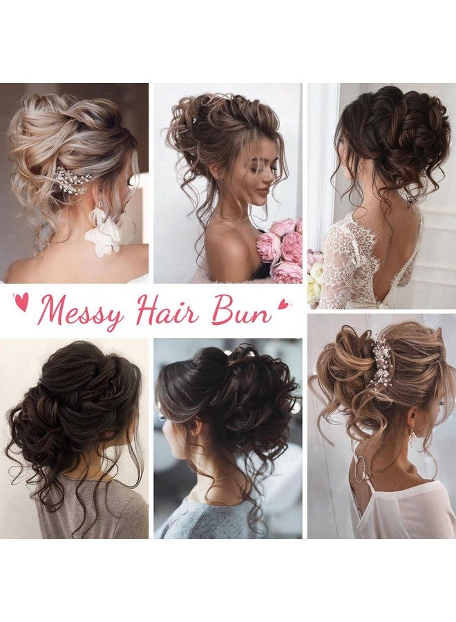 HOOJIH Messy Bun Hair Piece, 2PCS Tousled Updo with Tendrils Hair Bun Extensions Wavy Curly Hair Wrap Ponytail Hairpieces Thick Hair Scrunchies for Women HB010 Dasiy - Cool Light Blonde - Image 4
