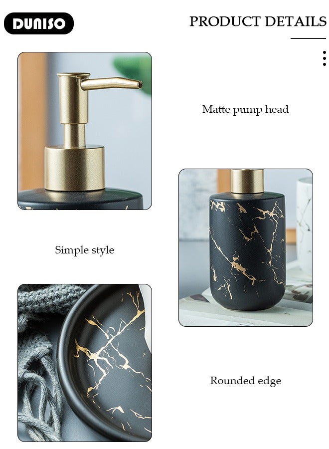 DUNISO Bathroom Accessories Set, 4 Pcs Ceramic Bathroom Decor Accessories, Includes Soap Dispenser, Toothbrush Holder, Toothbrush Cup, Soap Dish, Home Apartment Modern Bathroom Decor Vanity Countertop, Countertop Organizer for Housewarming Gift - Image 5