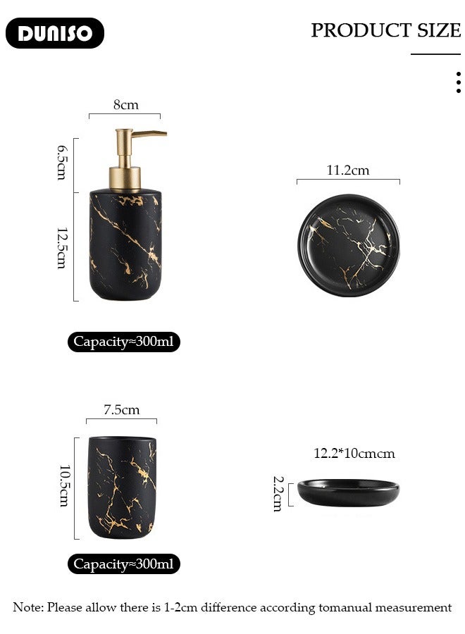 DUNISO Bathroom Accessories Set, 4 Pcs Ceramic Bathroom Decor Accessories, Includes Soap Dispenser, Toothbrush Holder, Toothbrush Cup, Soap Dish, Home Apartment Modern Bathroom Decor Vanity Countertop, Countertop Organizer for Housewarming Gift - Image 2