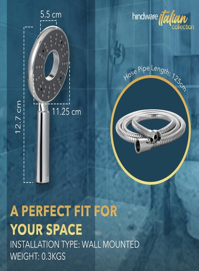 Hindware Italian Collection F160116CP Hand Shower for Bathroom | made of ABS | comes with 1.5-meter Stainless Steel Flexible Hose Pipe | Wall Hook | Rubbit Cleaning Technology | Polo Dark Grey - Image 2