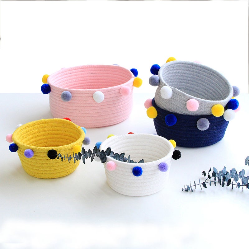 Decorative Woven Basket Cotton Rope Storage Basket Desktop Sundries Organizer - Image 1
