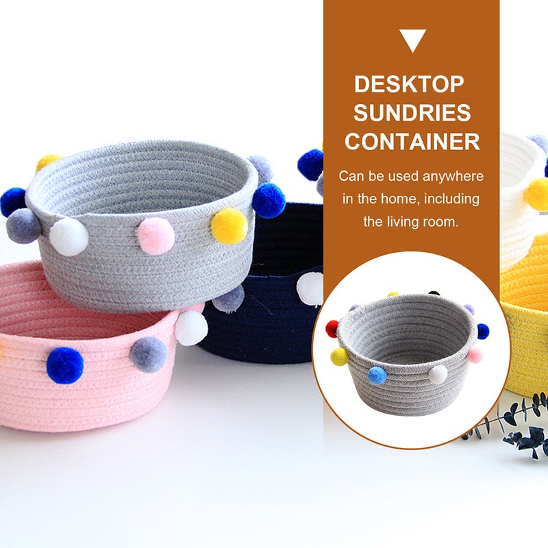 Decorative Woven Basket Cotton Rope Storage Basket Desktop Sundries Organizer - Image 5