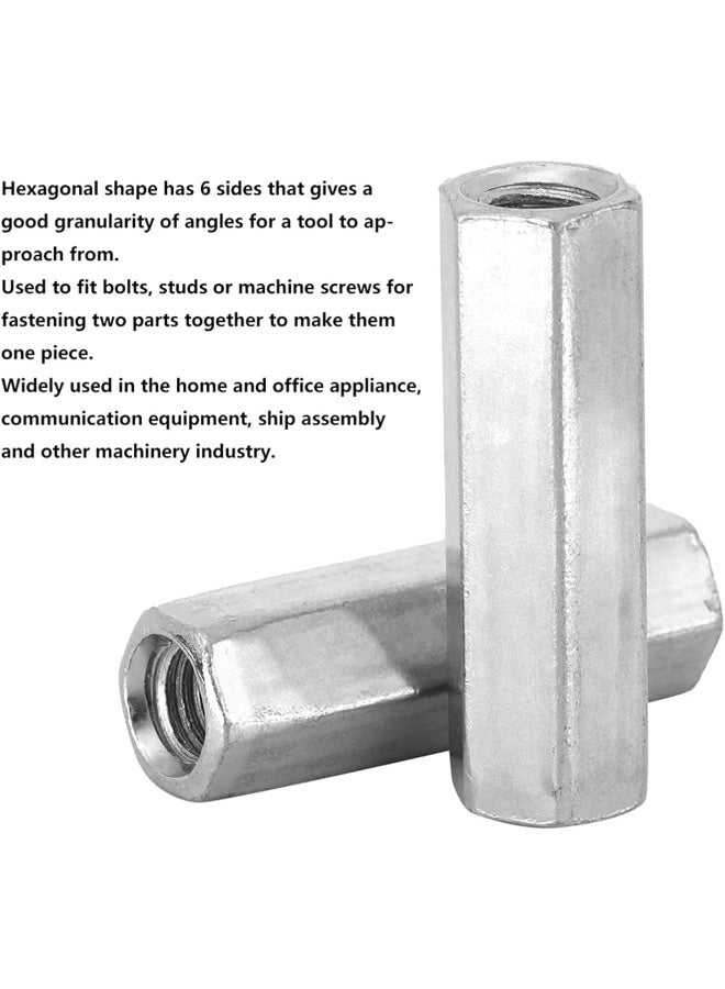 Poaker Poaker Galvanized Iron Threaded Long Nut Hexagonal Sleeve Coupling For Bolts, Rods, Studs, And Screws, Corrosion-Resistant, Ideal For Industrial And Construction Use (6Mm, 5, Pcs)  - Image 3