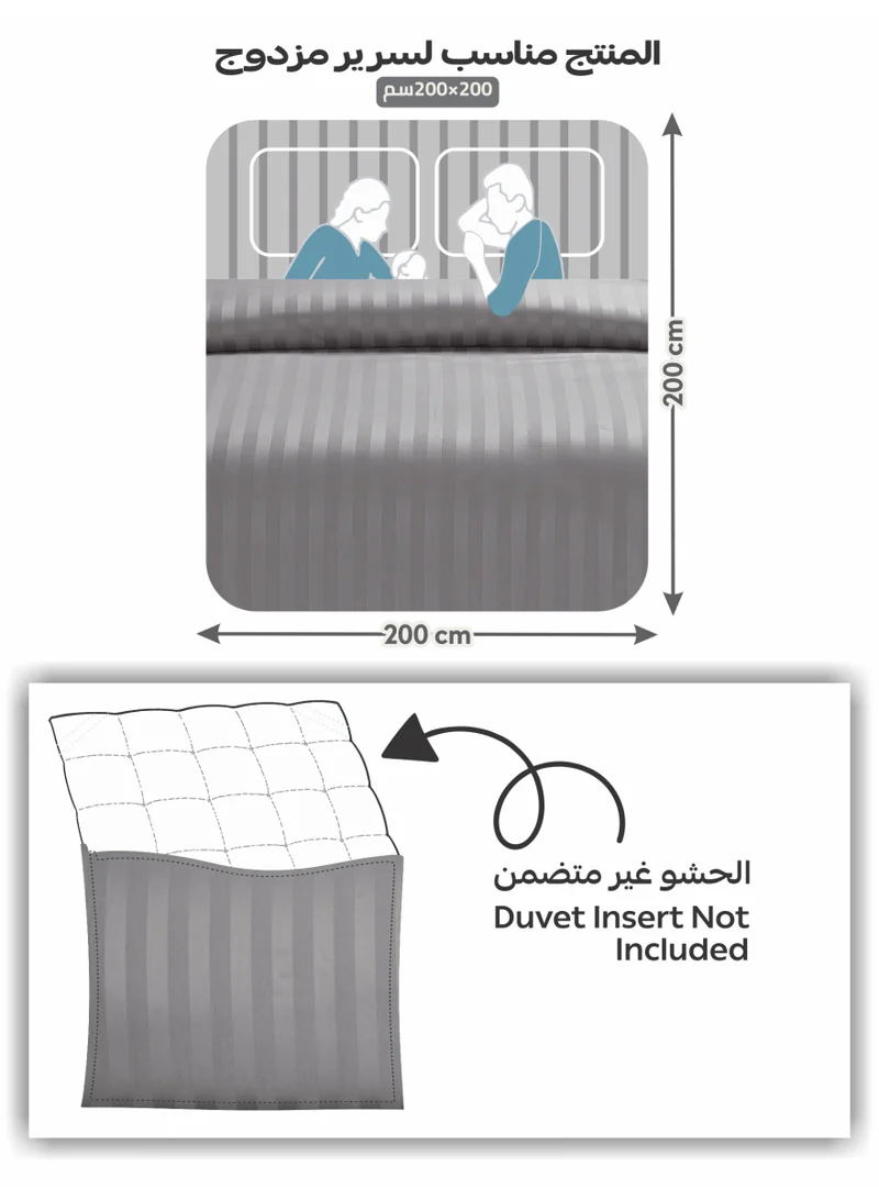 Donetella Wet Weather Hotel Striped Duvet Cover Set, Fits 200x200 cm Size Bed, 6-Pcs King Size Bedding Set, Brushed Microfiber Fabric, (Filler Not Included).  | Best Price UAE
