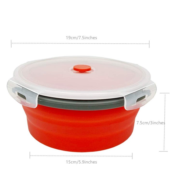 CARTINTS 1200ml Large Collapsible Food Containers Silicone Lunch Containers Silicone Leftover Food Containers  Ideal for Camping Travel  3Pack - Image 4