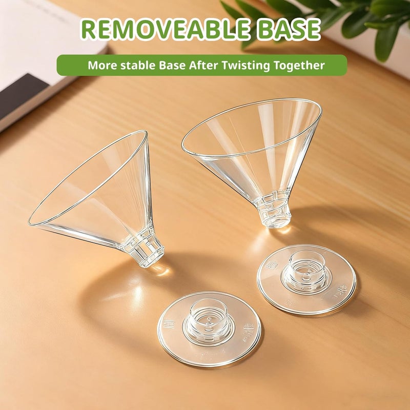 Meolibour 50 Pcs Disposable plastic Martini Glasses for Parties 5oz, Unbreakable Clear Cocktail Dessert Parfait Glasses, Mini Martini Cups for Wedding Party Bowl Wine Ice Cream - Image 3
