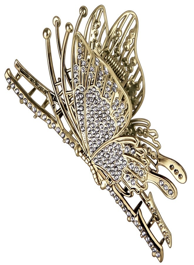 CROWN GUIDE Large Cute Butterfly Claw Clips for Women Girls Curly/Thick/Fine Hair, Big Rhinestone Hair Clips, Strong Hold Hair jumbo Jaw Clip Hair Styling Accessories - Image 1