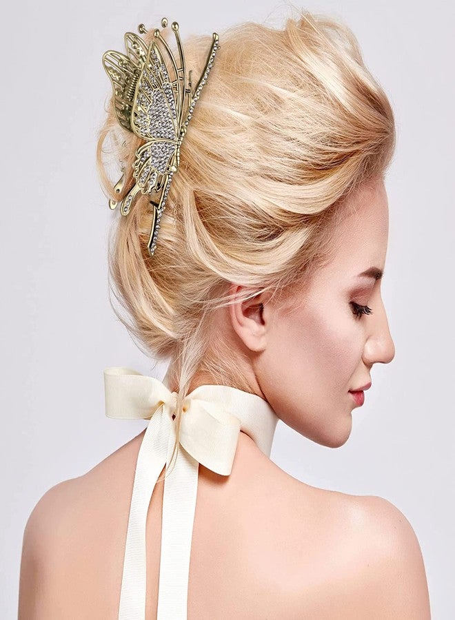 CROWN GUIDE Large Cute Butterfly Claw Clips for Women Girls Curly/Thick/Fine Hair, Big Rhinestone Hair Clips, Strong Hold Hair jumbo Jaw Clip Hair Styling Accessories - Image 4