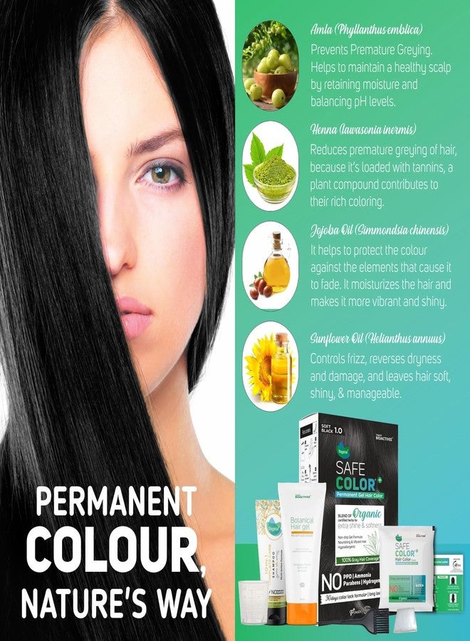 Vegetal Safe Color+ Permanent Gel Hair Colour, Soft Black 1.0, 190ml. (Pack of 2)- No Ammonia, No PPD, No Paraben - Image 4