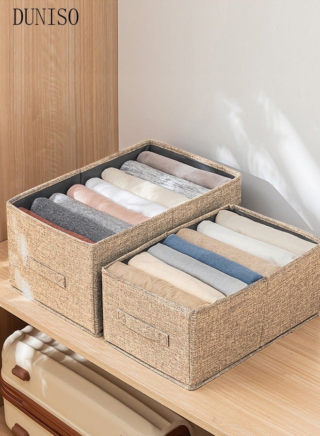 DUNISO 6pcs Wardrobe Clothes Organizer Foldable Closet Storage Organizer for Clothes Jeans Washable Closet Storage Boxes with Carrying Handles Cube Storage Bin for Home Bedroom Office - Image 5
