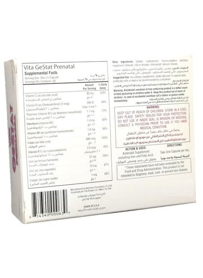 Vita - Gestat Prenatal Supplement 60 Capsules - Image 1