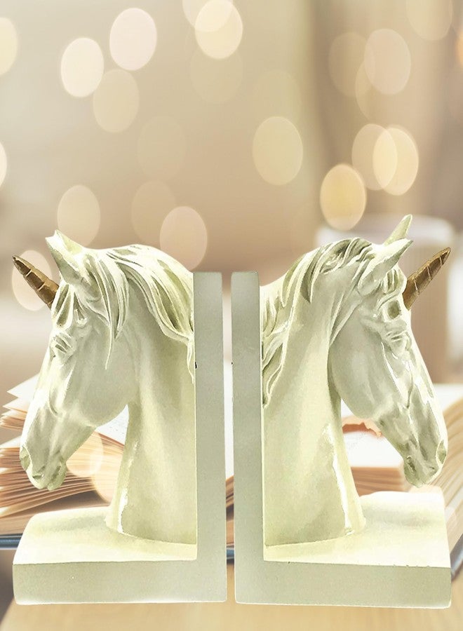 Bellaa 24186 Unicorn Bookends Decorative Unique Modern Magical Fairy Tale Antiques Vintage Books Stopper Shelves Ends Support Holder Heavy Duty Non-Skid - Image 1