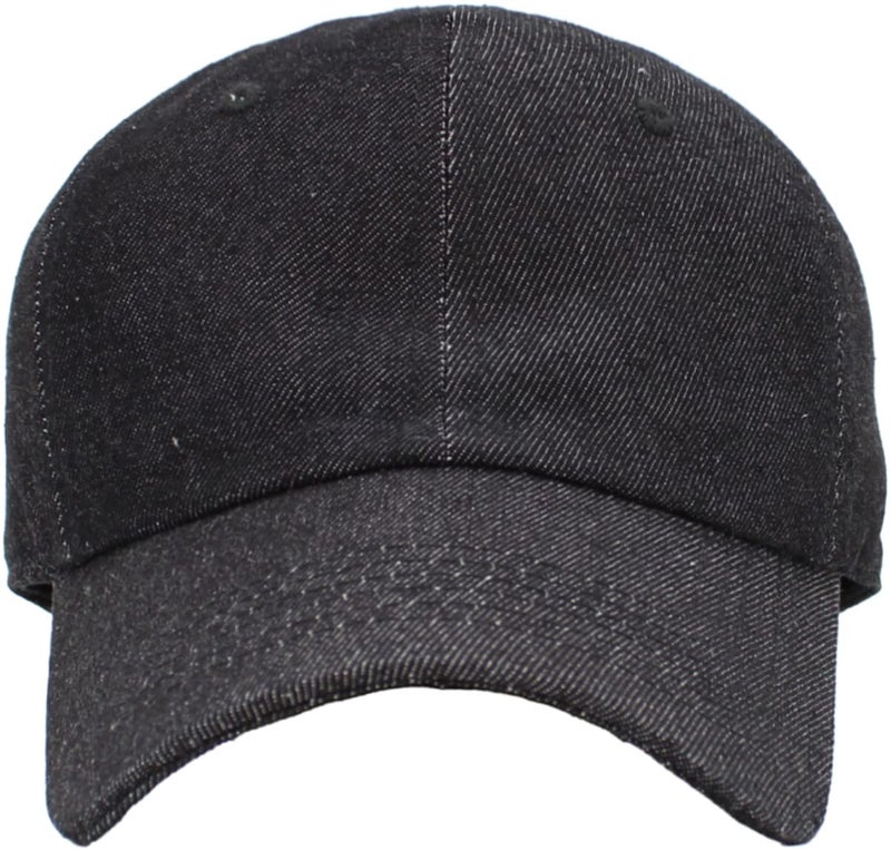 KBETHOS® Classic Cotton Adjustable Low Crown Cotton Baseball Cap, Black Denim - Image 2