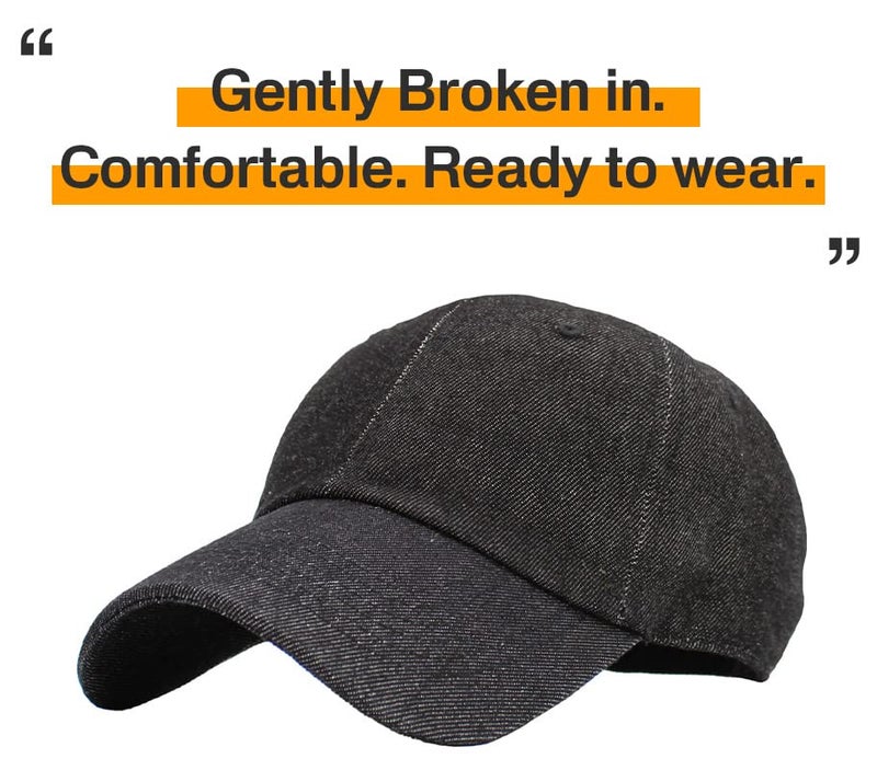 KBETHOS® Classic Cotton Adjustable Low Crown Cotton Baseball Cap, Black Denim - Image 4