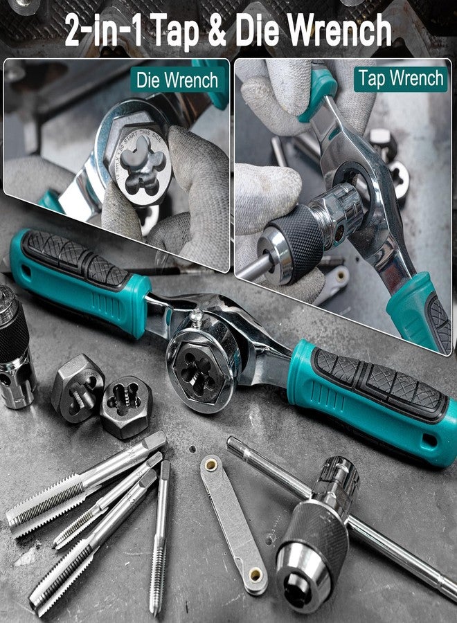 Bestwork 42-Piece Metric Tap and Die Set with Comfortable Ratcheting Tap Handle for Internal and External Threading - Image 5