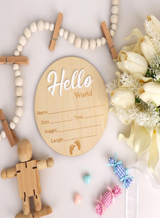 Lemicin Baby Birth Announcement Sign 5.9 Inch Hello World Newborn Name Wooden Plate for Hospital Nursery Birth Announcement Nursery Nursing Room New Boy Girl Name Sign Birth Announcement Sign for Hospital - Image 4