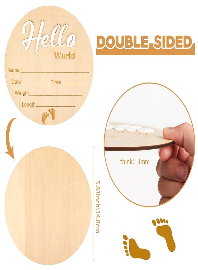 Lemicin Baby Birth Announcement Sign 5.9 Inch Hello World Newborn Name Wooden Plate for Hospital Nursery Birth Announcement Nursery Nursing Room New Boy Girl Name Sign Birth Announcement Sign for Hospital - Image 2