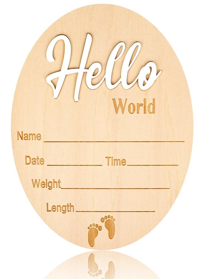 Lemicin Baby Birth Announcement Sign 5.9 Inch Hello World Newborn Name Wooden Plate for Hospital Nursery Birth Announcement Nursery Nursing Room New Boy Girl Name Sign Birth Announcement Sign for Hospital - Image 1
