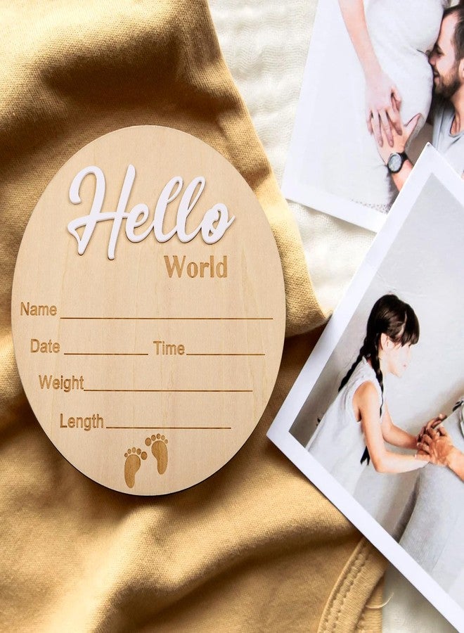 Lemicin Baby Birth Announcement Sign 5.9 Inch Hello World Newborn Name Wooden Plate for Hospital Nursery Birth Announcement Nursery Nursing Room New Boy Girl Name Sign Birth Announcement Sign for Hospital - Image 5