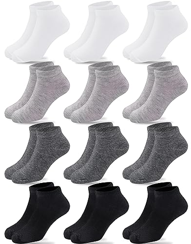 Duufin 12 Pairs Kids Athletic Ankle Socks Kid's Athletic Low Cut Socks Half Cushion Sock for Boys Girls, 4-6Years - Image 1