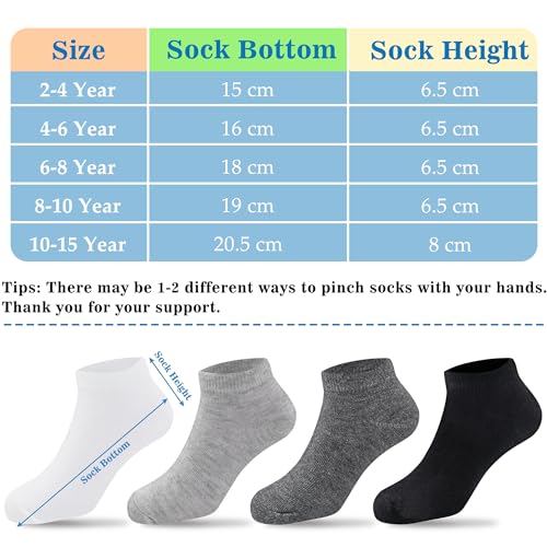 Duufin 12 Pairs Kids Athletic Ankle Socks Kid's Athletic Low Cut Socks Half Cushion Sock for Boys Girls, 4-6Years - Image 2