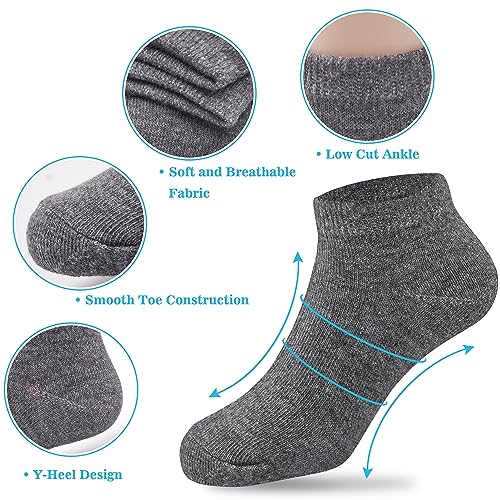 Duufin 12 Pairs Kids Athletic Ankle Socks Kid's Athletic Low Cut Socks Half Cushion Sock for Boys Girls, 4-6Years - Image 3