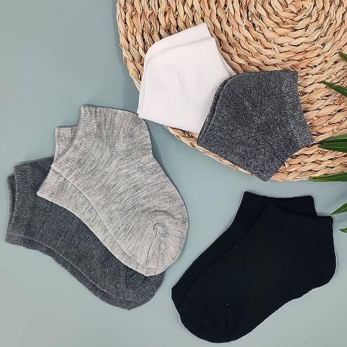 Duufin 12 Pairs Kids Athletic Ankle Socks Kid's Athletic Low Cut Socks Half Cushion Sock for Boys Girls, 4-6Years - Image 4
