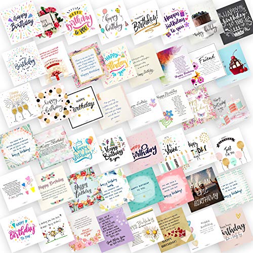 PUREZENTO Set of 48 Birthday Cards Other DIY(Do It Yourself) Birthday Greeting Cards 3X3 Inches Greeting Card (PACK OF 48 CARDS) - Image 1