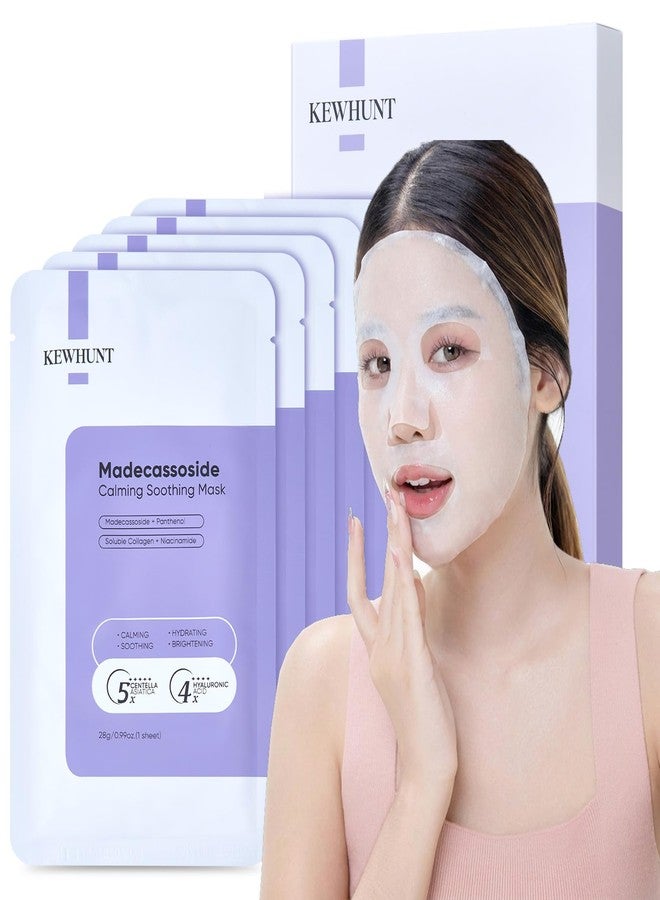 Kewhunt قناع الوجه الورقي من كيوهانت ماديكاسوسايد لإصلاح عيوب البشرة، قناع الكولاجين للوجه - حمض الهيالورونيك، نياسيناميد، بانثينول، سنتيلا، أقنعة للوجه لتهدئة البشرة وترطيبها وشدها والعناية بها، 5 قطع - Image 1