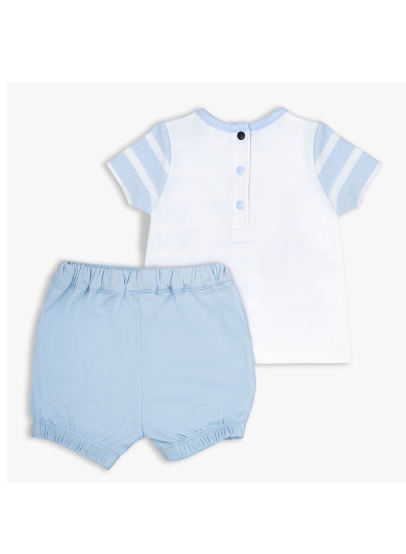 MOON 100% Cotton T-Shirt and Shorts 0-3M Blue - Little Submarine - Image 2