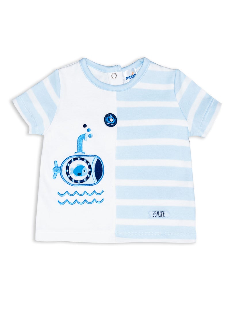 MOON 100% Cotton T-Shirt and Shorts 0-3M Blue - Little Submarine - Image 3