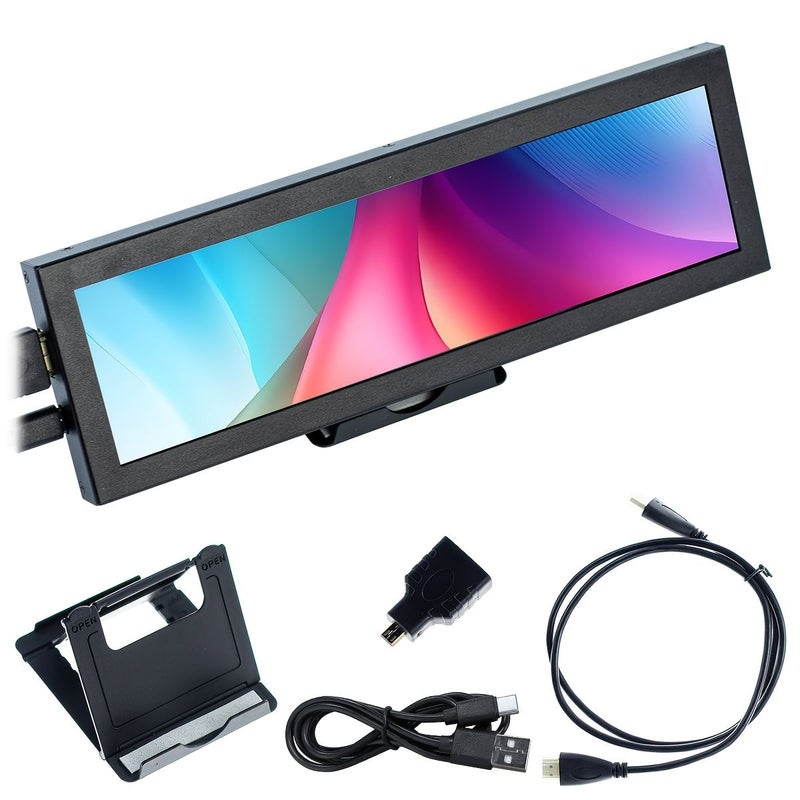 شاشة LCD طويلة الشكل 1920×480 بوصة 8.8 بوصة لوحة تشغيل الشاشة عرض فرعي AIDA64 - Image 3