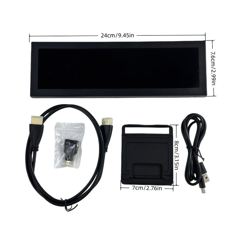شاشة LCD طويلة الشكل 1920×480 بوصة 8.8 بوصة لوحة تشغيل الشاشة عرض فرعي AIDA64 - Image 2